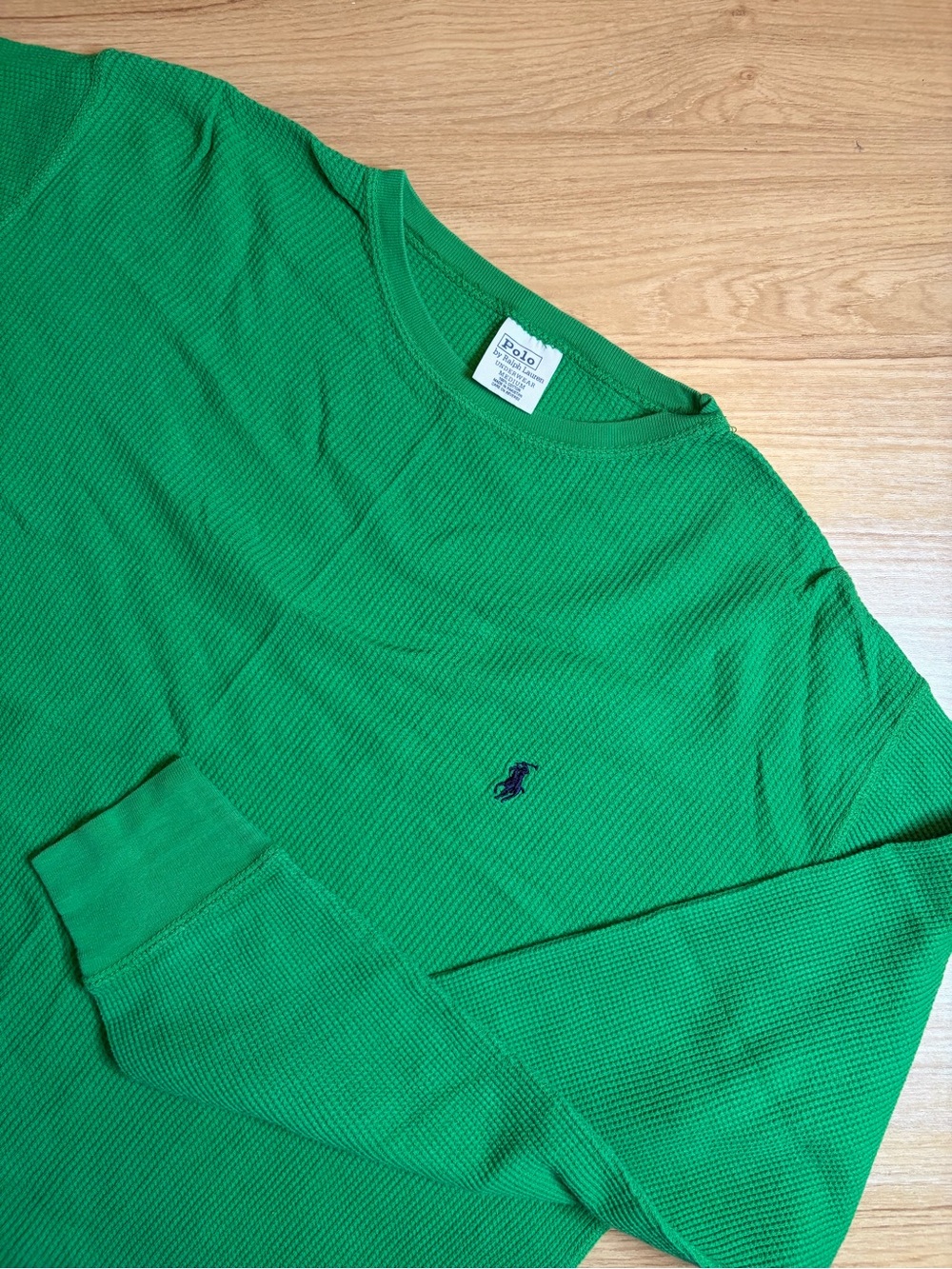 Polo Ralph Lauren Green Waffle Knit Long Sleeve Shirt Medium